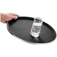 Esmeyer TENNESSEE Antirutsch-Tablett, Boden aus Fiberglas, Oberfläche aus Gummi mit Edelstahlapplikation