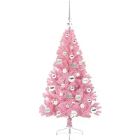 vidaXL Künstlicher vorbeleuchteter Weihnachtsbaum Rosa 120 cm PVC