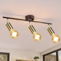 ZMH Deckenstrahler 3 Flammig E27 Deckenlampe Küchenlampe Schwarz Deckenspots Schwenkbar Strahler für Küche Flur Gänge Esszimmer