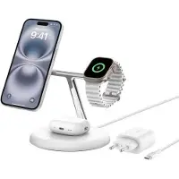 Belkin BoostCharge Pro Kabellose magnetische 3-in-1-Ladestation mit Qi2 (15 W), Weiß