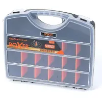 Merkloos Sortierbox Aufbewahrungsbox - 18 Fächer - Verstellbare Trennwände - 25,5 x 21 x 4 cm - Transparenter Deckel