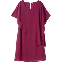 Sheego Cocktailkleid "Cocktailkleid Cocktailkleid aus Chiffon", Damen, Gr. 54, N-Gr, himbeere, Elegant, V-Ausschnitt, Kleider Cocktailkleid, mit asymetrischem Cape