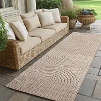 Ayyildiz Hali Outdoor Teppich wetterfest, Wohnzimmer, Schlafzimmer, Garten, Balkon, Kurzflor Hoch Tief,Waschbar Teppiche, Größe: 80 x 250 cm, Farbe: Beige-1