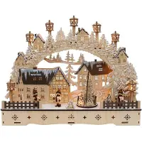 Dripio LED-Lichtboog aus Holz, bewegender Weihnachtsbaum, 45x12x35 cm