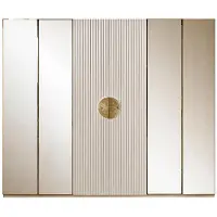 JVmoebel Eleganter Kleiderschrank mit goldenen Medaillons und Spiegeln