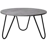 OEM Runder Couchtisch Holz/Metall, schwarz-weiß, 80x44 cm