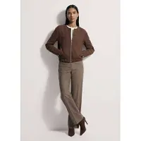 MADELEINE Kurzjacke "Jacke Blouson in Veloursoptik", Damen, Gr. 44, braun, Modern, regular fit, Rundhals, Jacken Kurzjacke