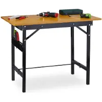 Merkloos Klapparbeitstisch Werkbank - Klappbar - 100 x 60 cm - Natur und Schwarz - Für Hobby und Heimwerken