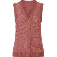 Sieh an! Strickweste SIEH AN "Strickweste Strickweste aus Effektgarn", Damen, Gr. 50, rosa (rosenholz), Strick, , Sportlich, V-Ausschnitt, Westen Strickweste