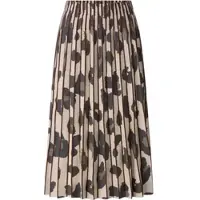 HEINE Schlupfrock "Strickrock Strickrock mit Dehnbund", Damen, Gr. 50, beige (elfenbein, taupe, gemustert), Jacquard, , Elegant, Röcke Schlupfrock