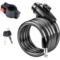 OCreon Fahrradkabelschlösser - 120 cm - 12 mm Stahlseil - Mit 2 Schlüsseln - Schwarz