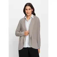 Witt Strickjacke "Strickjacke Strickjacke mit Schalkragen", Damen, Gr. 38, taupe, meliert, Modisch, Strickjacken Strickjacke