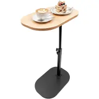 Merkloos Laptoptisch Couchtisch Beistelltisch C-Form - Höhenverstellbar 45-80 cm - Mit Rollen - Holz