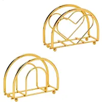 Merkloos Set aus 2 goldenen Metall-Serviettenhaltern für Esstisch und Feiern