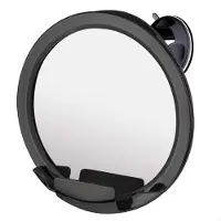 Merkloos Badspiegel Duschspiegel Rasierspiegel - 20 cm - Kunststoff - Anti-Beschlag - Schwarz