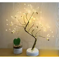 SURIGHT Lichterbaum aus Kupferdraht – Betrieb mit Batterien oder USB – Warmweißes Licht – Nachttischlampe