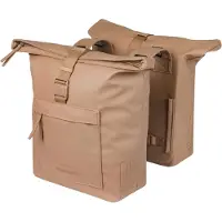 Basil Doppelter Fahrradtaschen-Satz, 25-31 Liter Fassungsvermögen – Wasserdicht – Rollverschluss – Sandfarben