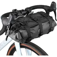 Rhinowalk Fahrradtasche, 8 bis 13 Liter Fassungsvermögen – Wasserdicht – Rollverschluss – Schwarz