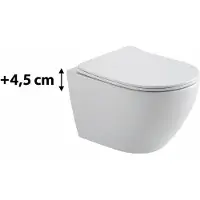 Siko SAT Ergo Wand-WC erhöht + 4,5 cm spülrandlos mit Wirbelspülung und SoftClose-Sitz, weiß