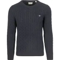 Gant Sweater "Strickpullover COTTON CABLE C-NECK", Herren, Gr. XL, blau, Obermaterial: 100% Baumwolle CO., Sweatshirts Sweater