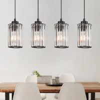 ZMH Pendelleuchte Esstisch 4 Flammig Kristall Hängelampe Wohnzimmer E27 Esstischlampe Schlafzimmer Hängeleuchte Pendellampe Esszimmer für Küche
