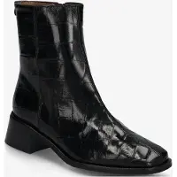 Wonders für Damen. D-1601_2415_5792 Ayla 01 Stiefeletten aus Leder Coco Schwarz (40), 5 bis 8 cm, Reißverschluss, Lässig, Klassisch, Lackled