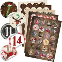 Generisch Adventskalender-Aufkleber – Set mit 24 Stück – Runde Zahlenaufkleber 1-24 für weihnachtliche Bastelarbeiten – Dekorative, selbstklebende Zahlen für DIY-Projekte