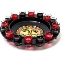 Relaxdays Trinkspiel Roulette – Partyspiel mit Drehrad – Schnapsgläser und Kugeln – Für ausgelassene Partys – Rot/Schwarz