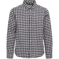 Blend Langarmhemd "BHCALLI SHIRT", Herren, Gr. S, N-Gr, blau (salute), Web, Obermaterial: 100% Baumwolle, kariert, regular fit normal, 1-Knopf-Manschette, Hemden Langarmhemd, Baumwolle, regular fit