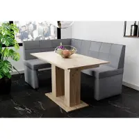 Fun-Möbel Eckbankgruppe 196x142 cm BLAKE XL R Stoff Soro Grau / Esstisch DANTE Sonoma