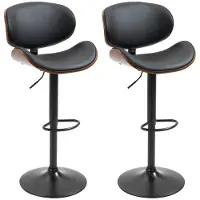 BellaFurn Set mit 2 verstellbaren Barhockern | Farbe: Schwarz | Abmessungen: 52x53x92-112 cm