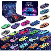 Generisch Weihnachts-Adventskalender, Kalender für Kinder, 24 Stück – Rennauto aus Aluminiumlegierung, Weihnachtsgeschenk für 24 Tage