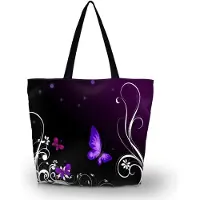 Markenlos Schultertasche faltbar, aus Polyester, lila, mit Reißverschluss