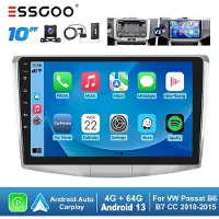 Insta24 Autoradio 2 DIN 10 Zoll für VW Passat B7 CC 2010-2015 Android 13 Carplay Android Auto GPS Navigation DAB+ FM RDS 4GB 64GB Touchscreen Bluetooth WiFi
