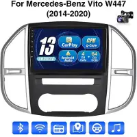 Insta24 10 Zoll Autoradio Android 13 mit Apple Carplay Android Auto GPS Navigation Touchscreen Bluetooth WLAN Freisprechanlage 4GB RAM 64GB für Mercedes Vito W447