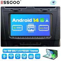 Insta24 Autoradio 9 Zoll Android 14 für VW Golf Tiguan Caddy Polo Passat mit Carplay Android Auto GPS Navigation WLAN Bluetooth 4 x 45 Watt 32 GB 2 DIN