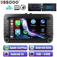 Insta24 Autoradio 7 Zoll für VW Golf 5 6 Touran Sharan mit Carplay Android Auto GPS Navigation 2 DIN Touchscreen Freisprechanlage Bluetooth 4GB RAM 64GB Speicher