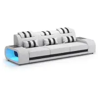 AEA Sofa Set 3+2+1 Modern Weiß Schwarz Premium LED Couchtisch Luxus *
