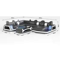 AEA Wohnlandschaft U-Form Schwarz Weiß Couchtisch Modern Design Set Couch