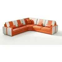 AEA Weiß Orange Modern Ecksofa L-Form Couchtisch LED Couch Elegant Luxus