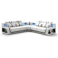 AEA Ecksofa L-Form Weiß Schwarz Couchtisch Modern Wohnzimmer Design Möbel *