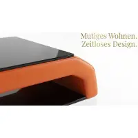 AEA Exklusiver Couchtisch Orange Kunstleder Holz Ablage Modern Design