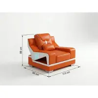 AEA Modern Wohnzimmer Set 2x 3-Sitzer Sofa Sessel Couchtisch Orange Weiß
