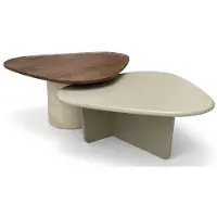 AEA Couchtisch Braun Beige Wohnzimmer aus Holz Modern Elegant