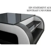 AEA Moderner Couchtisch Weiß Schwarz Glas Kunstleder Holz Wohnzimmer Luxus