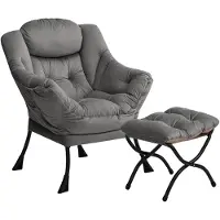 Merkloos Relax-Sessel mit Fußhocker in Dunkelgrau