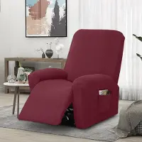 Merkloos 4-teilige Stuhlhülle aus Stretch-Material mit Taschen, geeignet für Relaxsessel
