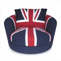 AEA Union Jack Sessel Strickoptik British Vintage Lounge Polstersessel