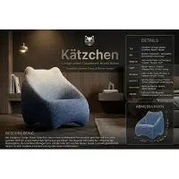 AEA Designer Lounge Sessel Kätzchen Schleife Blau Weiß Skulptural Modern