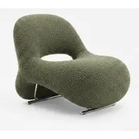 AEA Komfort Designer Lounge Sessel Olivgrün Formschaum Edelstahl Modern